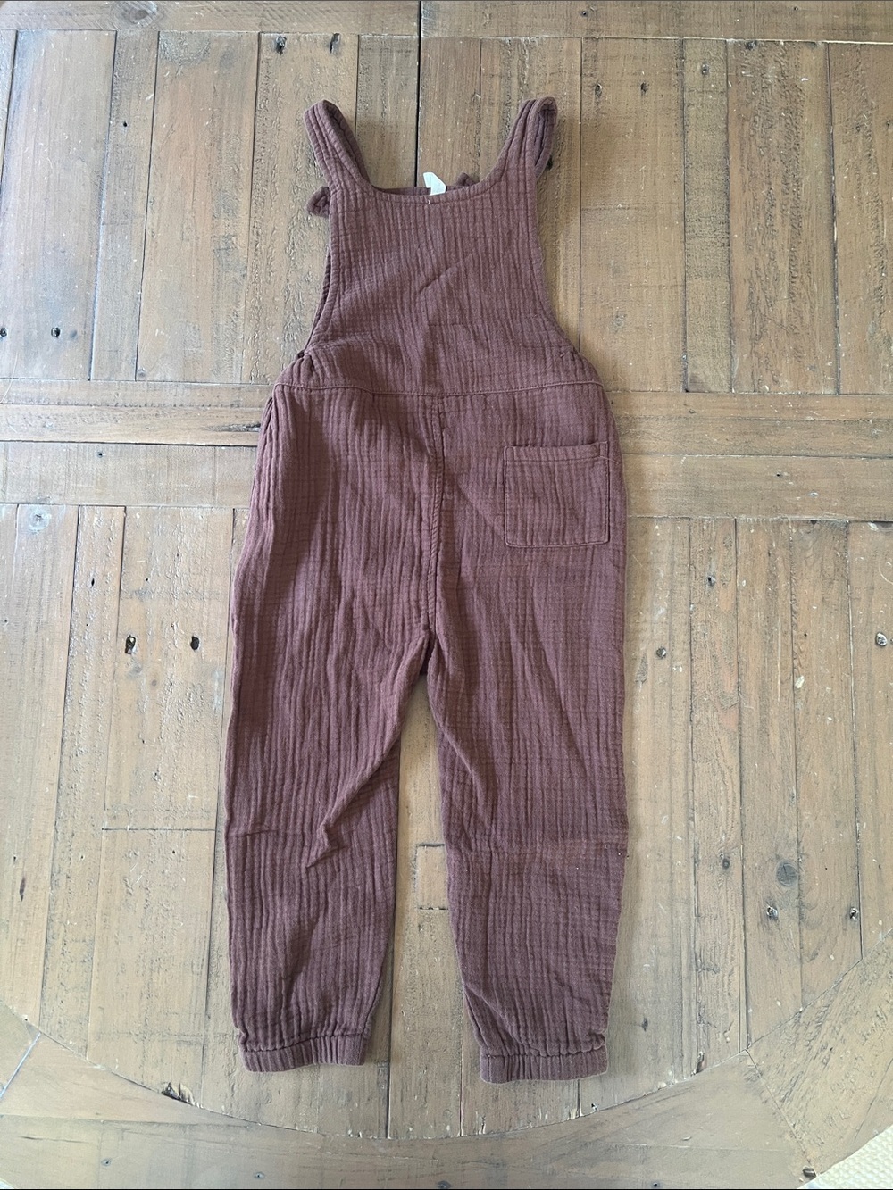 Quincy Mae brown gauzy cotton overalls 2-3 years organic cotton - Picture 5 of 5